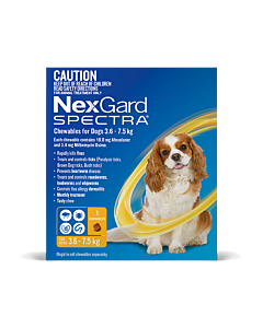 NexGard Spectra Dog Small 3.6-7.5kg Yellow