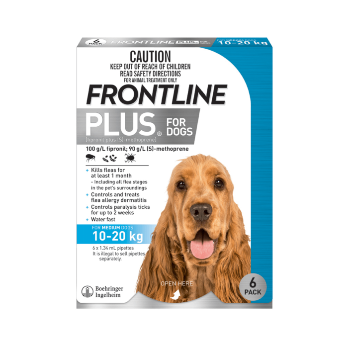 Frontline Plus Dog Medium 10-20kg Blue VetShopAustralia