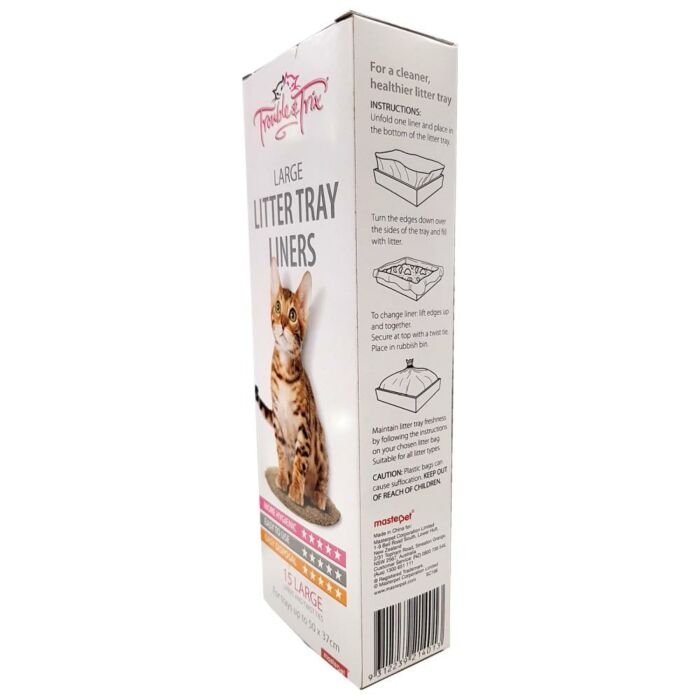 Trouble And Trix Cat Litter Tray Liners Large 15 Pack