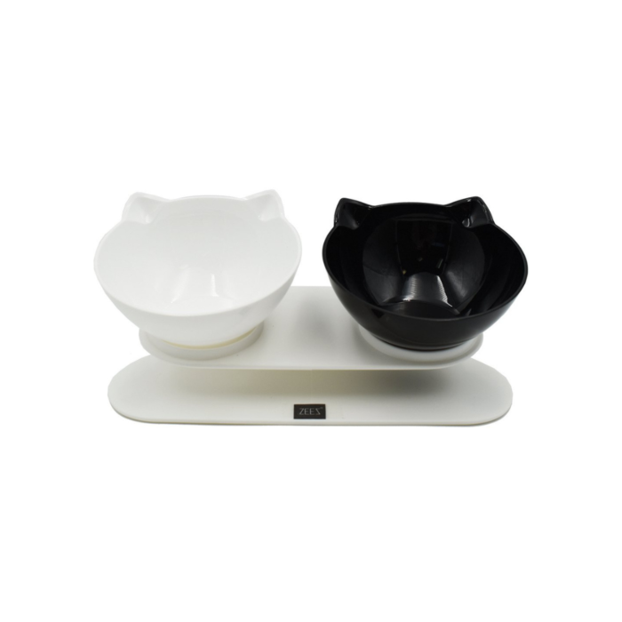 Zeez Double Elevated Tilted Cat Bowl 2 x 250ml