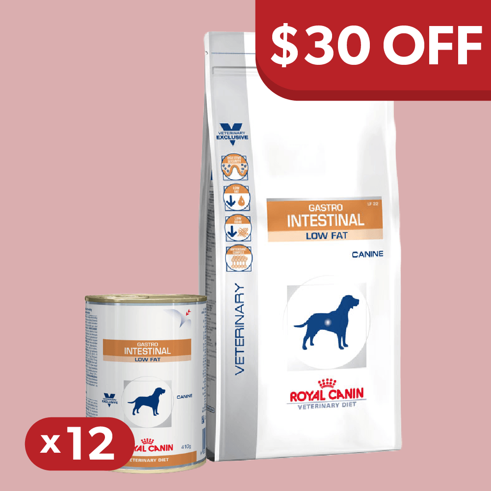 Royal Canin Veterinary Diet Dog Gastrointestinal Low Fat Bundle Wet And Dry